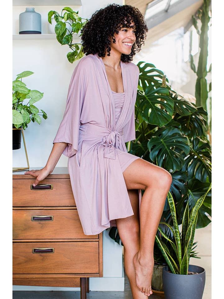 YALA - Wholesale Robe - Women's - NINA ELBOW SLEEVE BELTED BAMBOO ROBE5