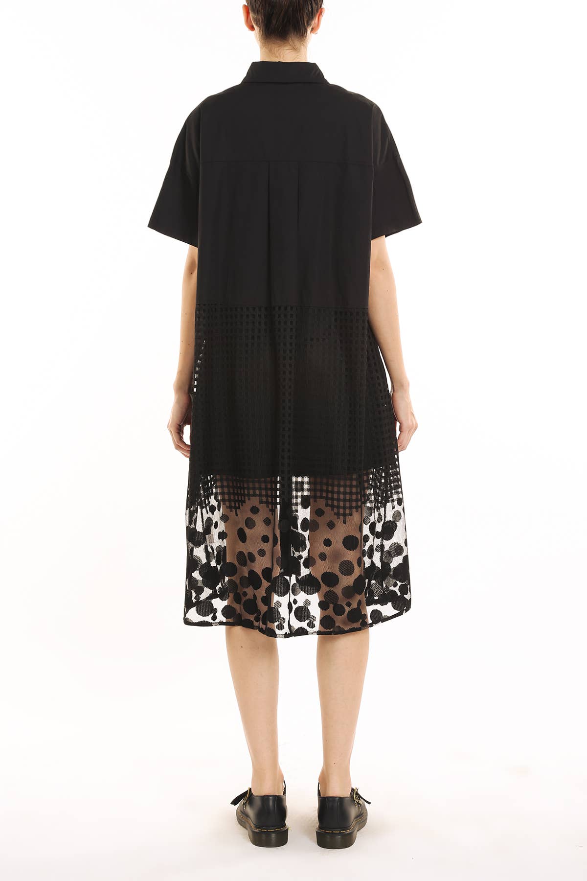 Beulah Style – wholesale Klänning - Dam – Polka Dot Mesh Fall & Nätkombo Midiklänning PE30021