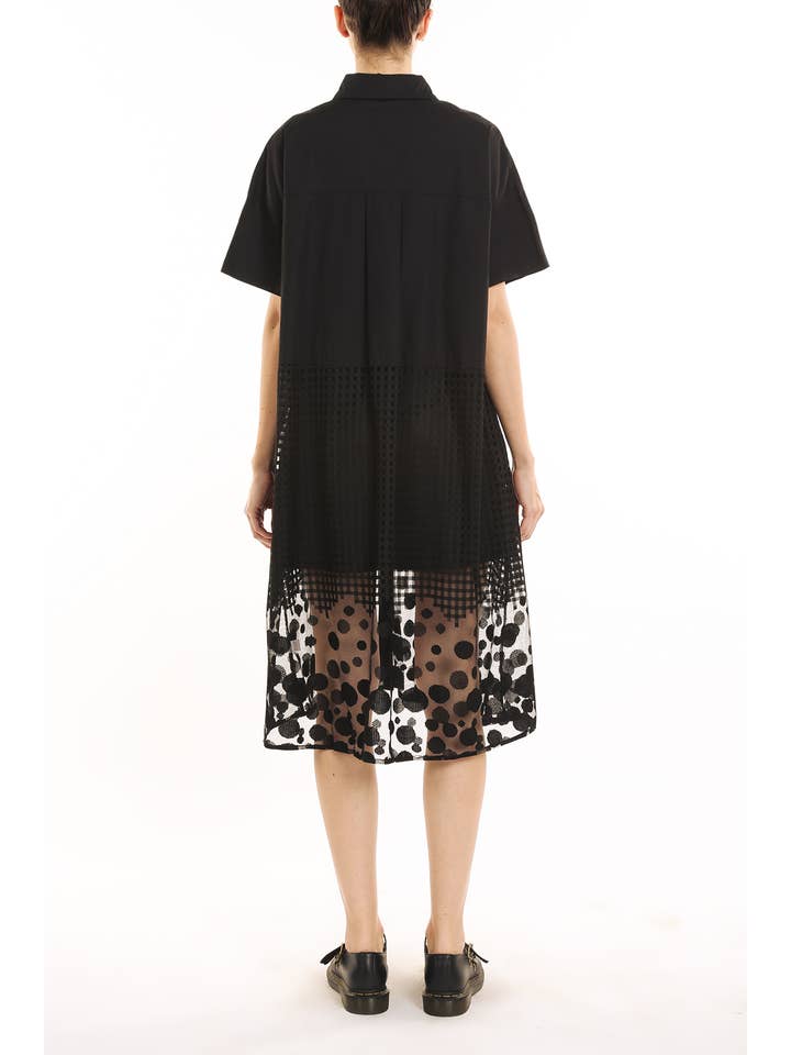 Beulah Style – wholesale Klänning - Dam – Polka Dot Mesh Fall & Nätkombo Midiklänning PE30021