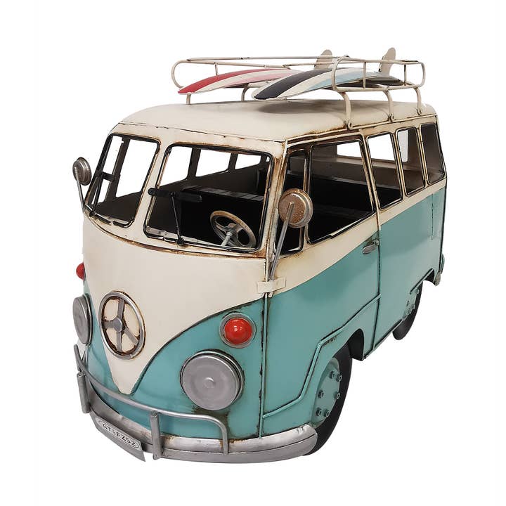 Modèle de bus VW bleu vintage en métal pour la vente par Boxman