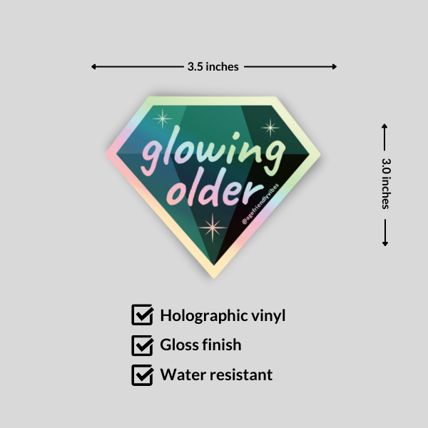 Age-Friendly Vibes - Wholesale Sticker - Glowing Older Holographic Sticker2