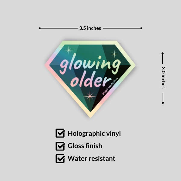 Age-Friendly Vibes - Wholesale Sticker - Glowing Older Holographic Sticker2