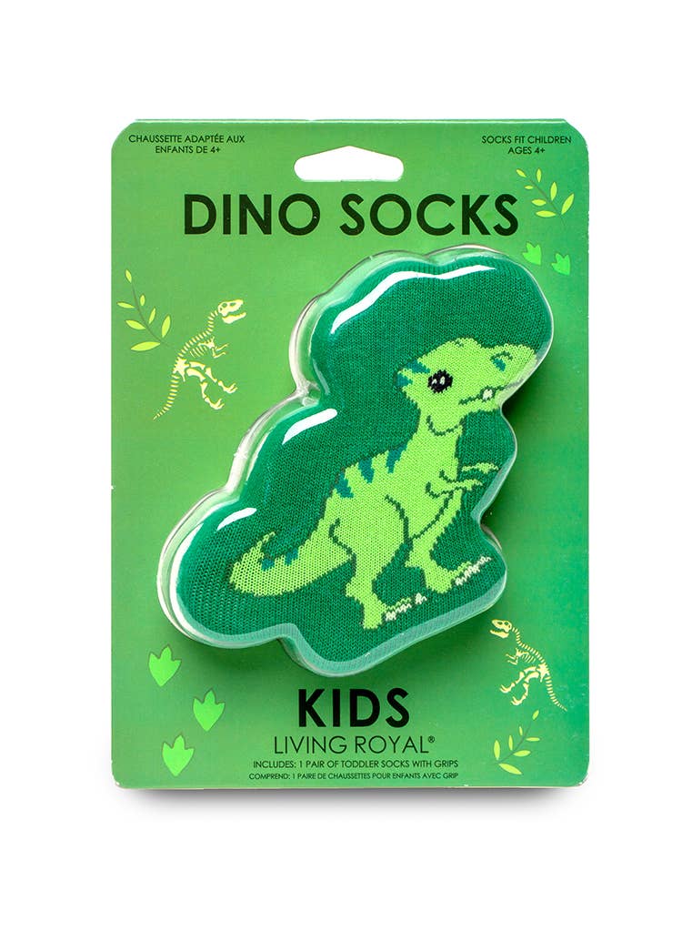 Living Royal - Wholesale Socks - Kids - 3D Packaged Crew Socks - Kids - Dinosaur - "Rawr" - Green