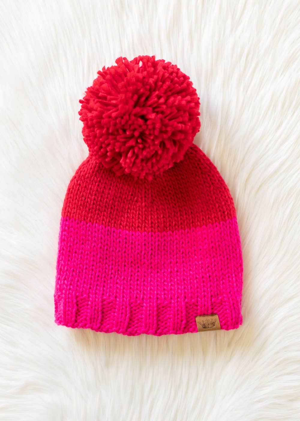 Panache Apparel Co. - Wholesale Beanie - Women's - Red & Pink Color Block Pom Hat6