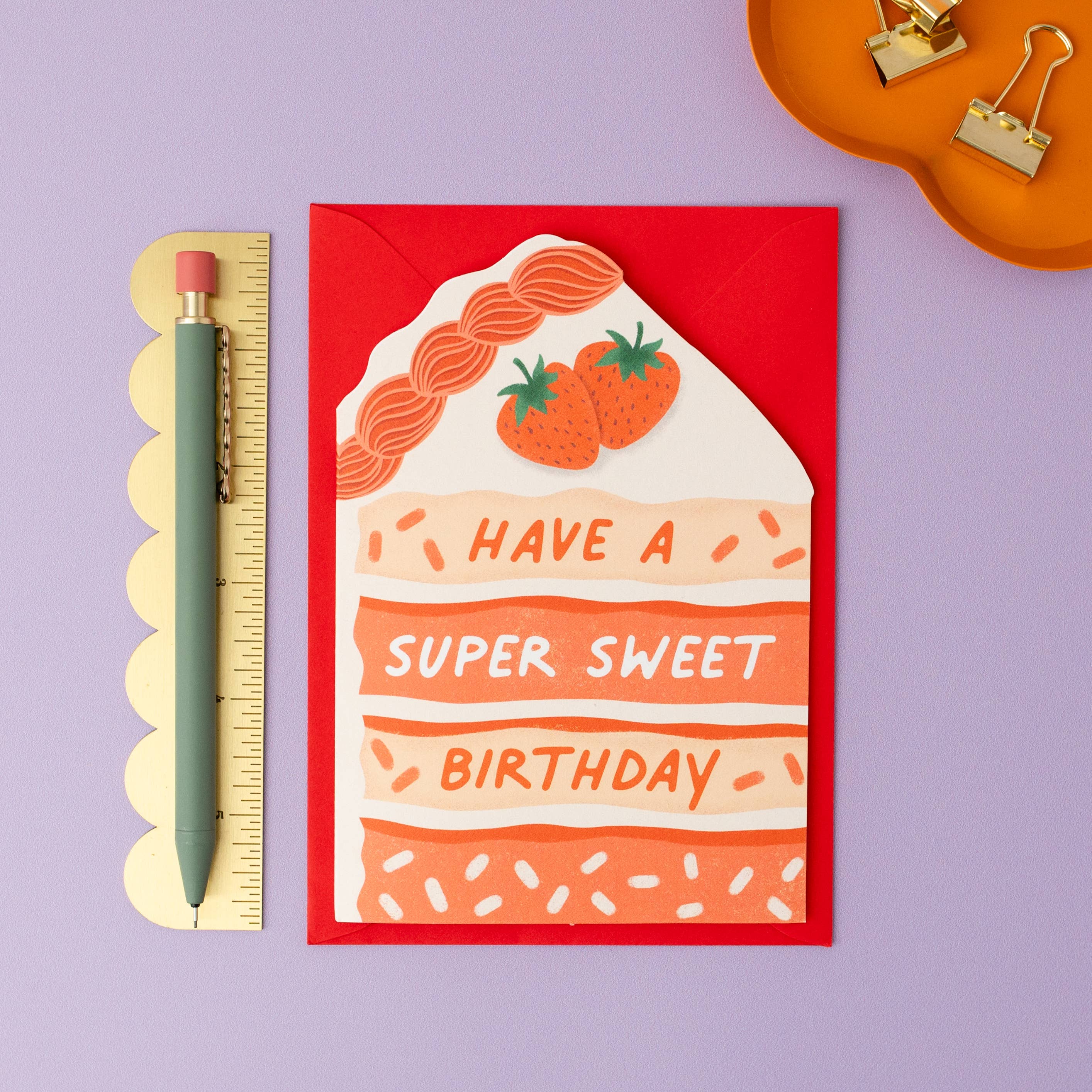 Tikkled Pink - Wholesale Birthday card - Super Sweet Birthday Cake Slice Card | Shaped Card1