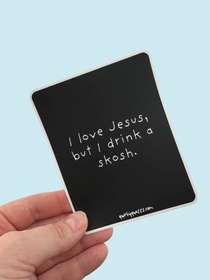 I love Jesus but... Sticker for wholesale by Quirky Quaffs