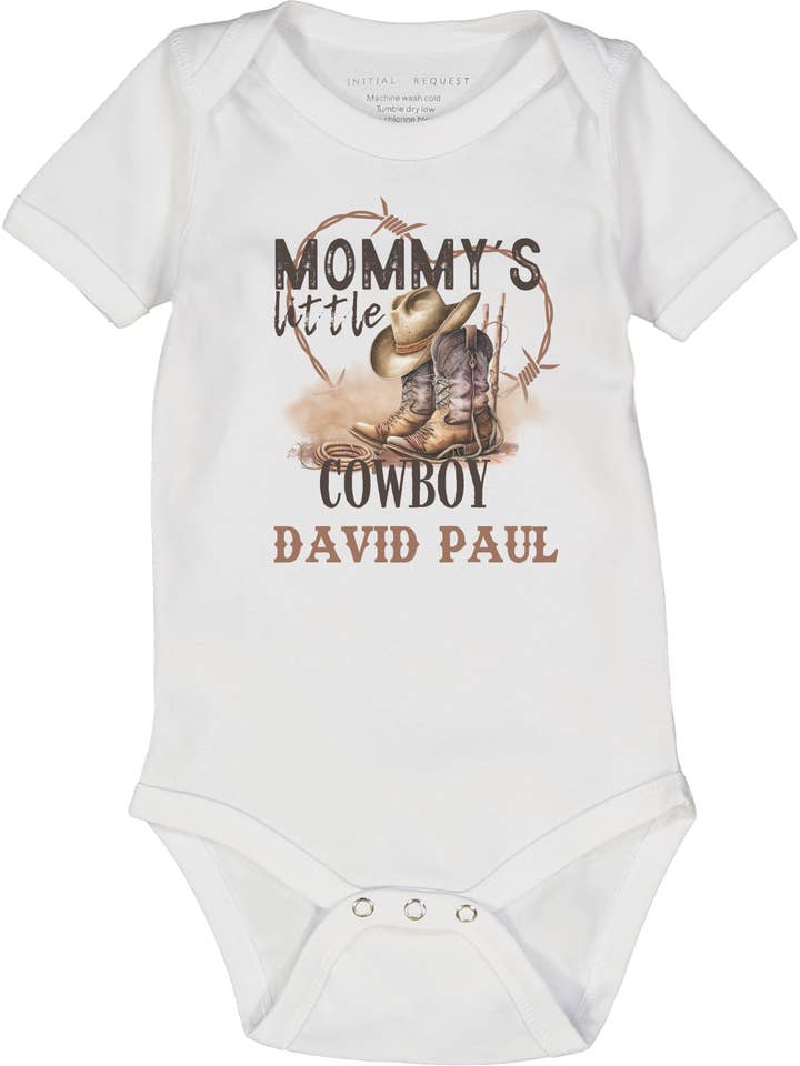 Mommy's Little Cowboy Personalized SS Body for wholesale by Initial Request