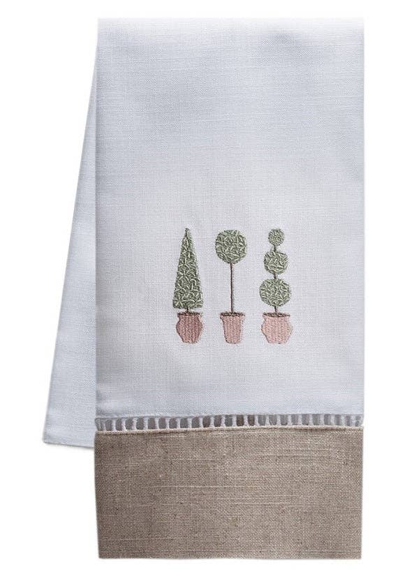 Jacaranda Living - Wholesale Tea towel - Guest Towel, Combo Linens, Three Topiary Trees (Olive)