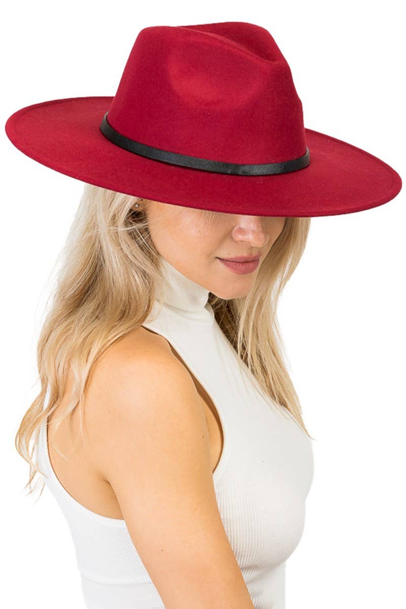 Cap Zone - Wholesale Fedora - Women's - Premium Two Tone Fedora Wide Brim With Belt 18