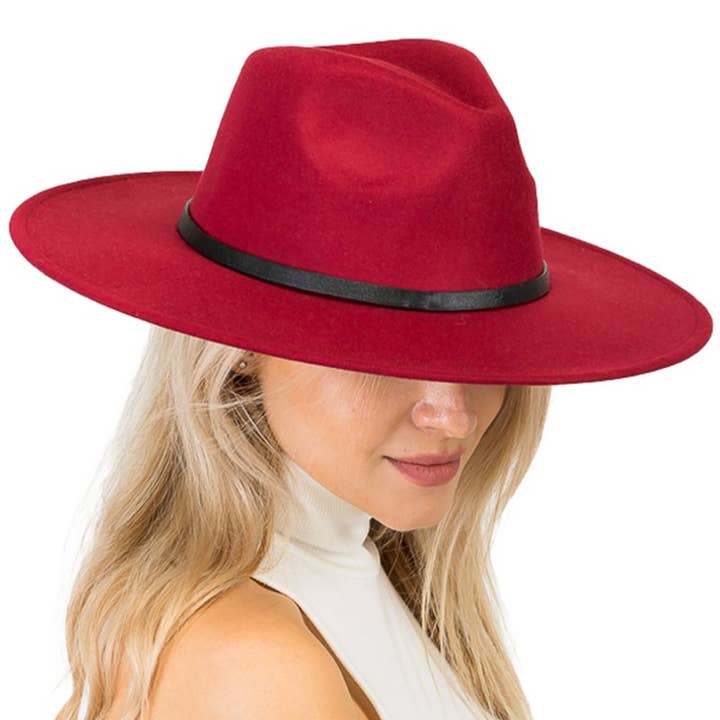 Cap Zone - Wholesale Fedora - Women's - Premium Two Tone Fedora Wide Brim With Belt 18