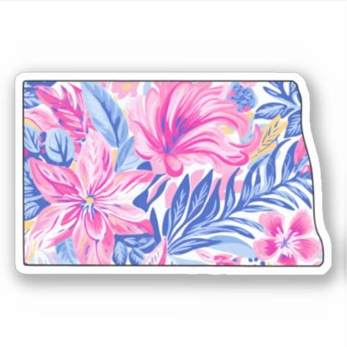North Dakota State - Tropical Sticker - Bring Summer Vibes! for wholesale by Lake Bar Gifts