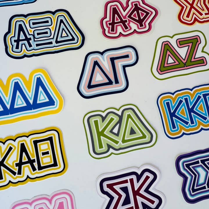 Buttongirl99 - Wholesale Phone & Laptop Stickers - Sorority Greek Letters Colorful Vinyl Decal 2