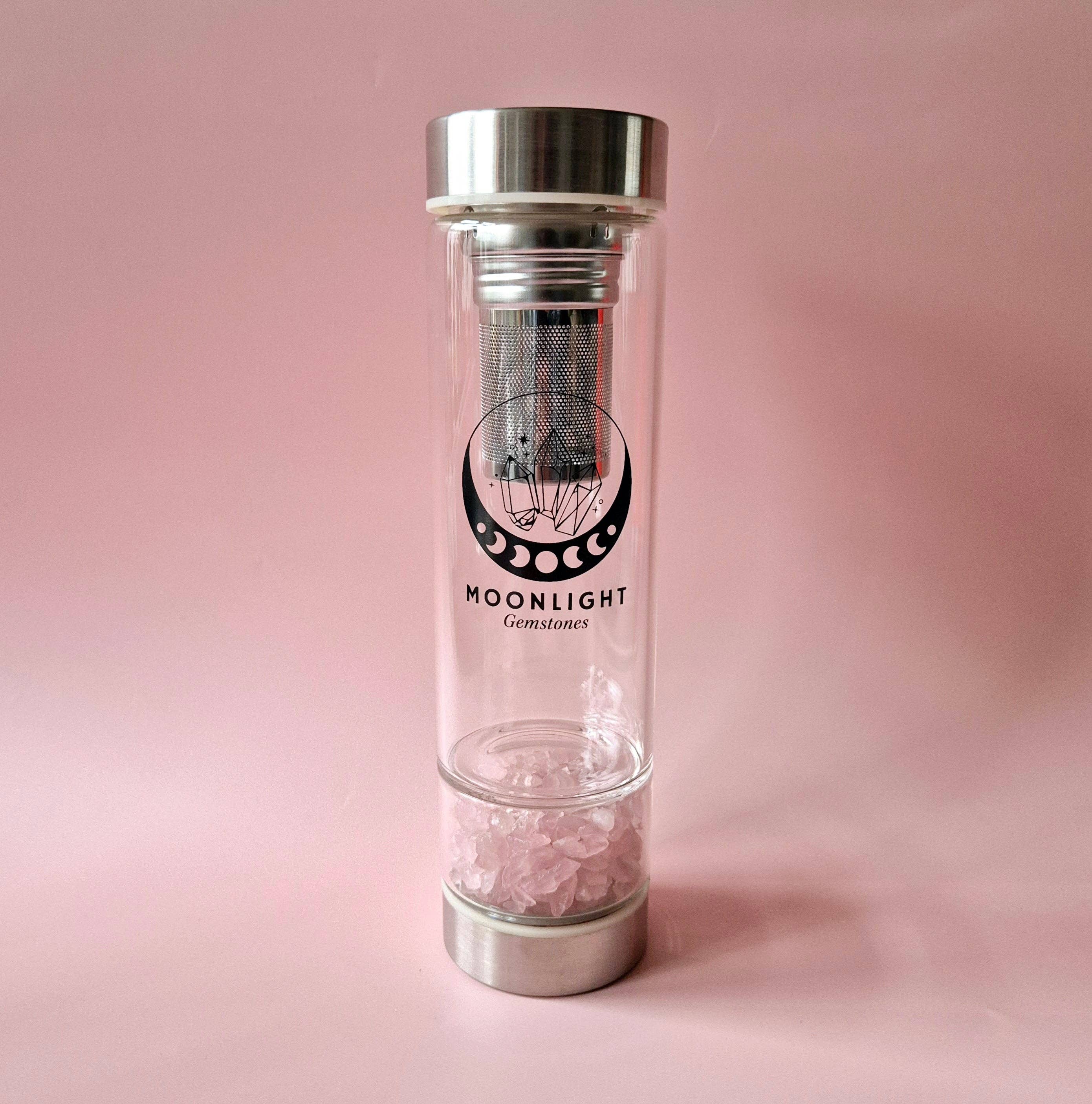 Moonlight Gemstones - Wholesale Water Bottle - Glass Drinking Bottle With Gemstone Filter Water Bottle Rock Crystal – 400 ml6