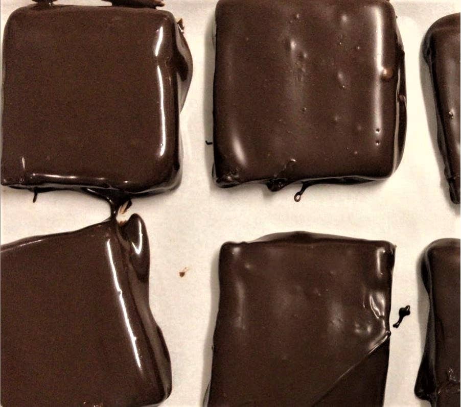 Sweet on Vermont Artisan Confections - Wholesale Chocolate Covered Sweets - Chocolate-Dipped Maple Brittle with Almonds - Pouch1