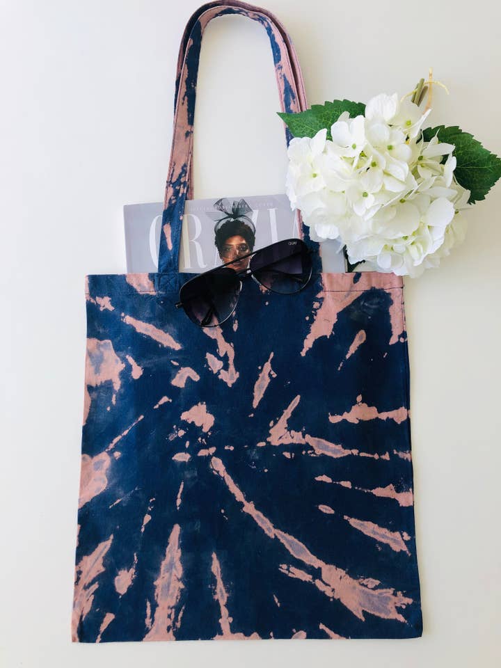Blauwe tie-dye katoenen draagtas voor wholesale door Luxury Style UK