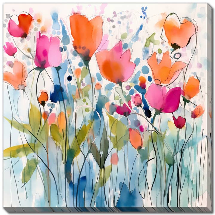 Rustic Red Floral I Canvas Wall Art for wholesale by Streamline Art