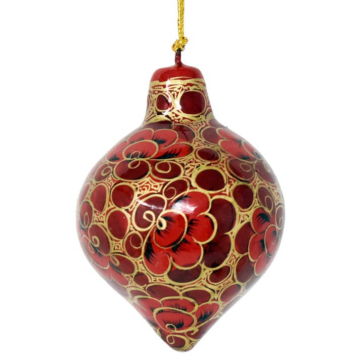Fair to Trade Ltd - Wholesale Christmas Decoration - Hand painted papier-mâché Red Christmas lantern baubles2
