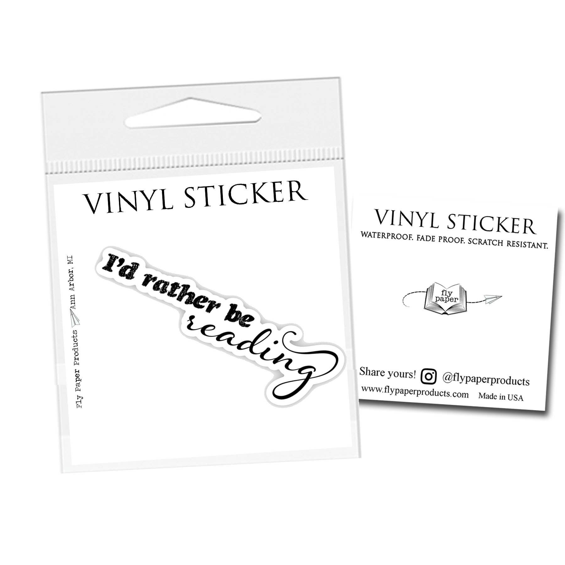 Fly Paper Products – Adesivo por atacado – Adesivo de vinil Eu preferiria estar lendo0