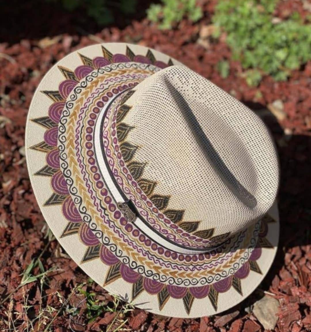 GMCE Global Trading, LLC - Wholesale Straw Hat - Unisex - Premium Detailed Hand-Painted Palm Straw Fedora Hat 12