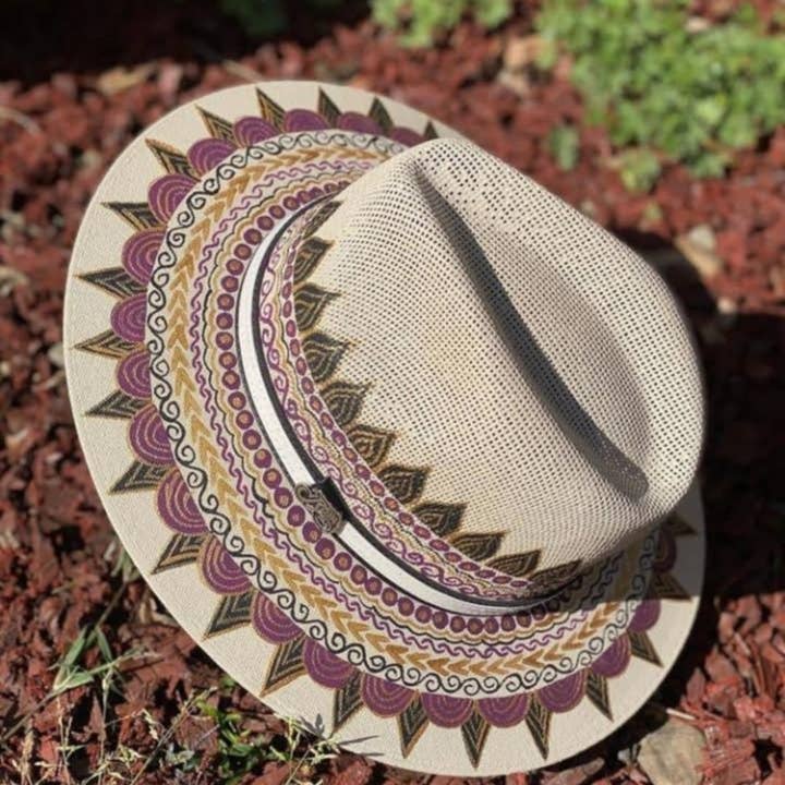 GMCE Global Trading, LLC - Wholesale Straw Hat - Unisex - Premium Detailed Hand-Painted Palm Straw Fedora Hat 12