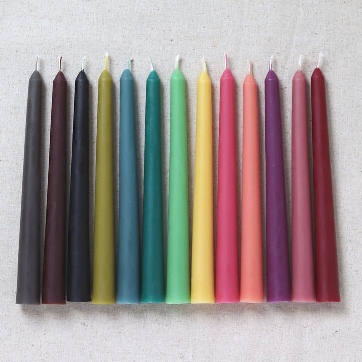 Five Bees Yard - Wholesale Tapered Candle/Candlestick - Coloured Beeswax Taper | Pastel Color Dinner Candle |Eco Dye