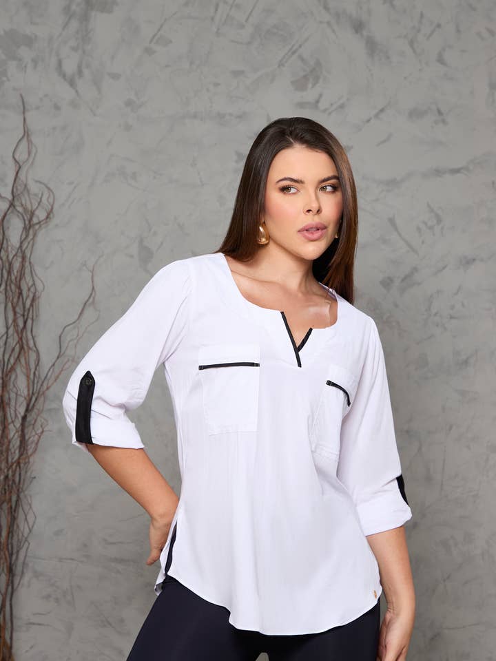 OFF WHITE BLOUSE WITH FRILLS for wholesale on Faire