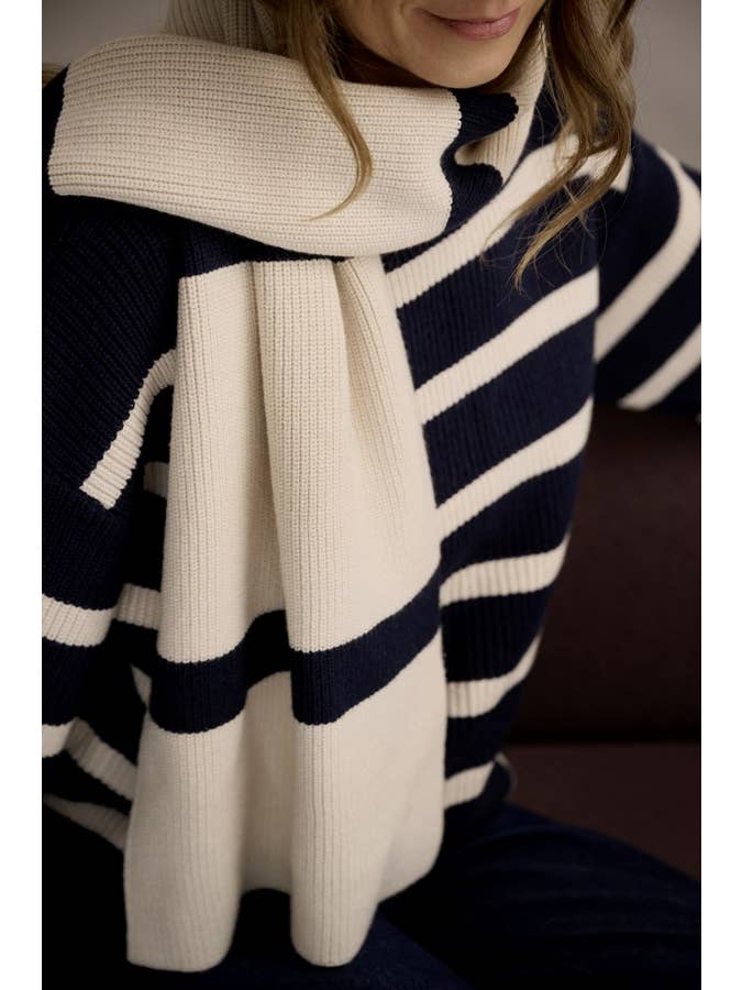 moshi moshi mind - Wholesale Knit Sweater - Women's - shade knit stripe - dark navy / sandshell
