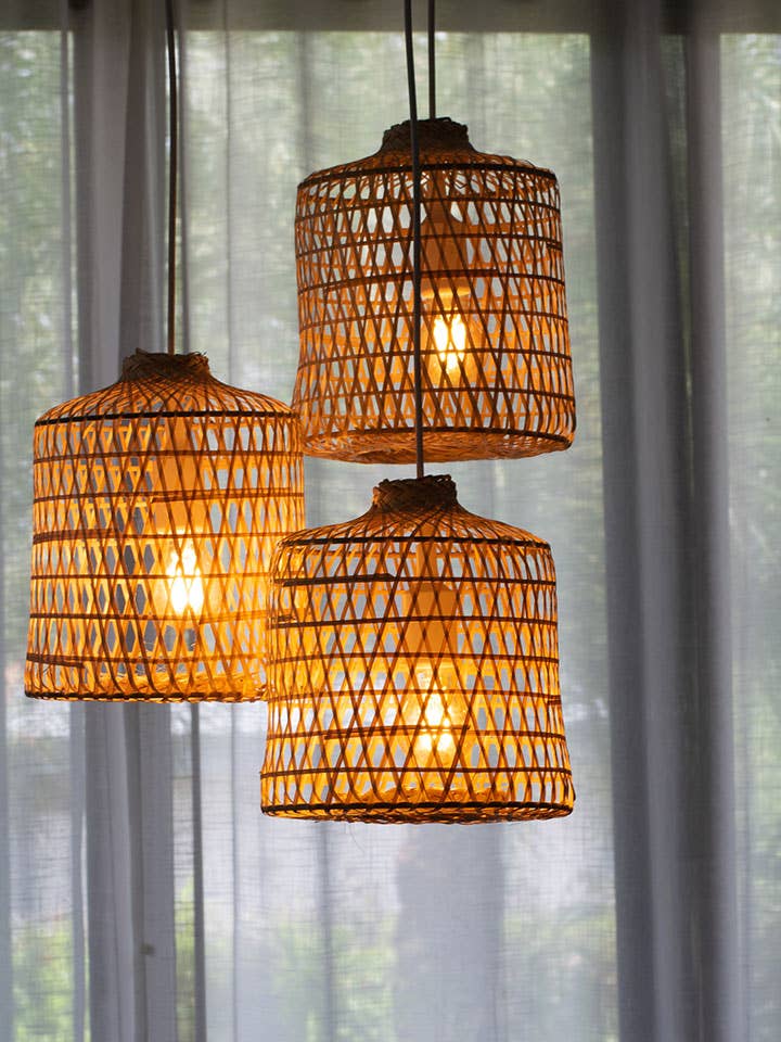 Vävd korg Bambu hänglampor - Triple Cluster Canopy för wholesale av Lanna Passa