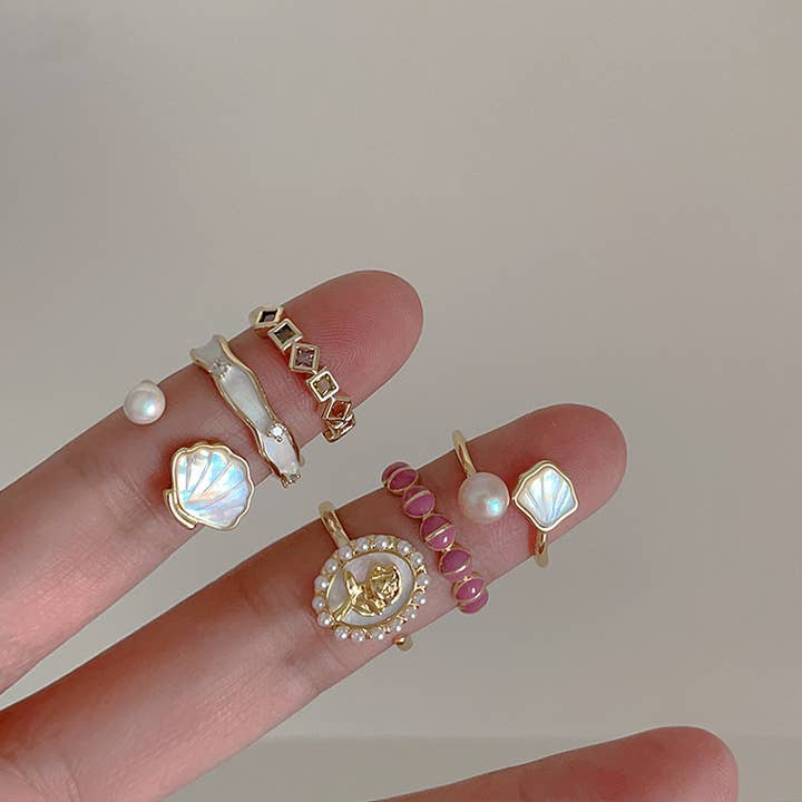 Oil dripping shell flower pearl open ring and other Purchase Wholesale shell ring. Free Returns & Net 60 Terms on Faire trending on Faire.