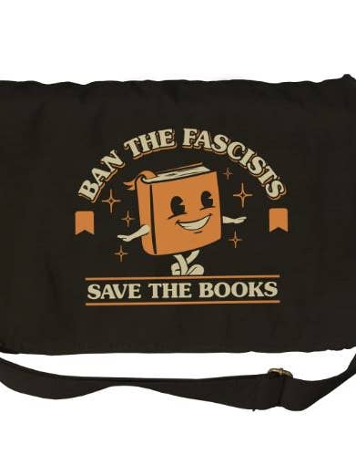 Ban The Fascists Save The Books Messenger Bag for wholesale by Boredwalk