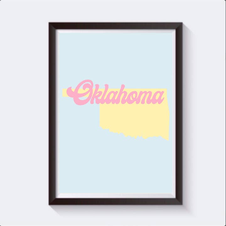 Oklahoma Retro-Karten-Reise-Druck — erhältlich in 6 Größen für den Großhandel von 2 Sisters