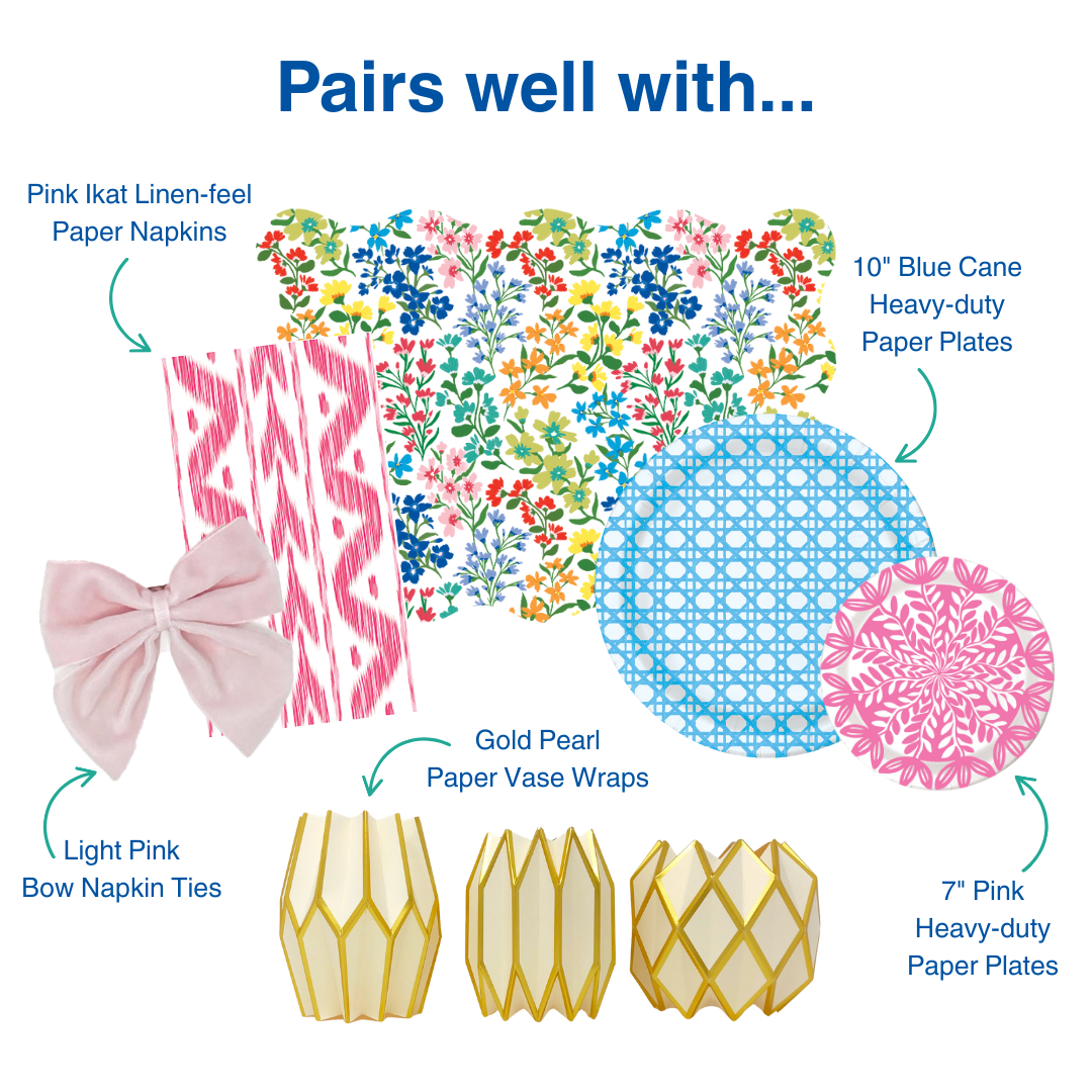 Lucy Grymes Designs – Guardanapo descartável por atacado – Toalhete / Guardanapo de Papel com Toque de Linho em Ikat Rosa | Conjunto de 254