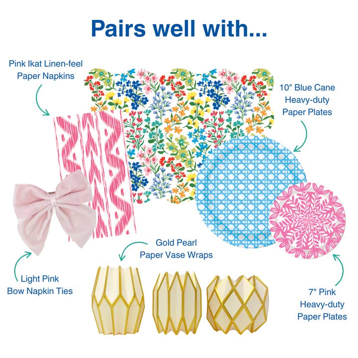 Lucy Grymes Designs – Guardanapo descartável por atacado – Toalhete / Guardanapo de Papel com Toque de Linho em Ikat Rosa | Conjunto de 254