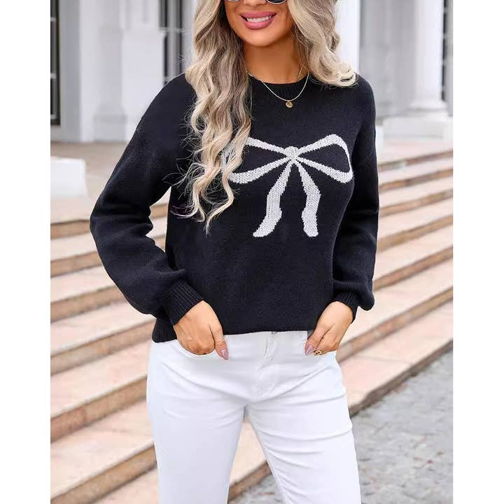 Bow knit sweater for wholesale by Mapcie