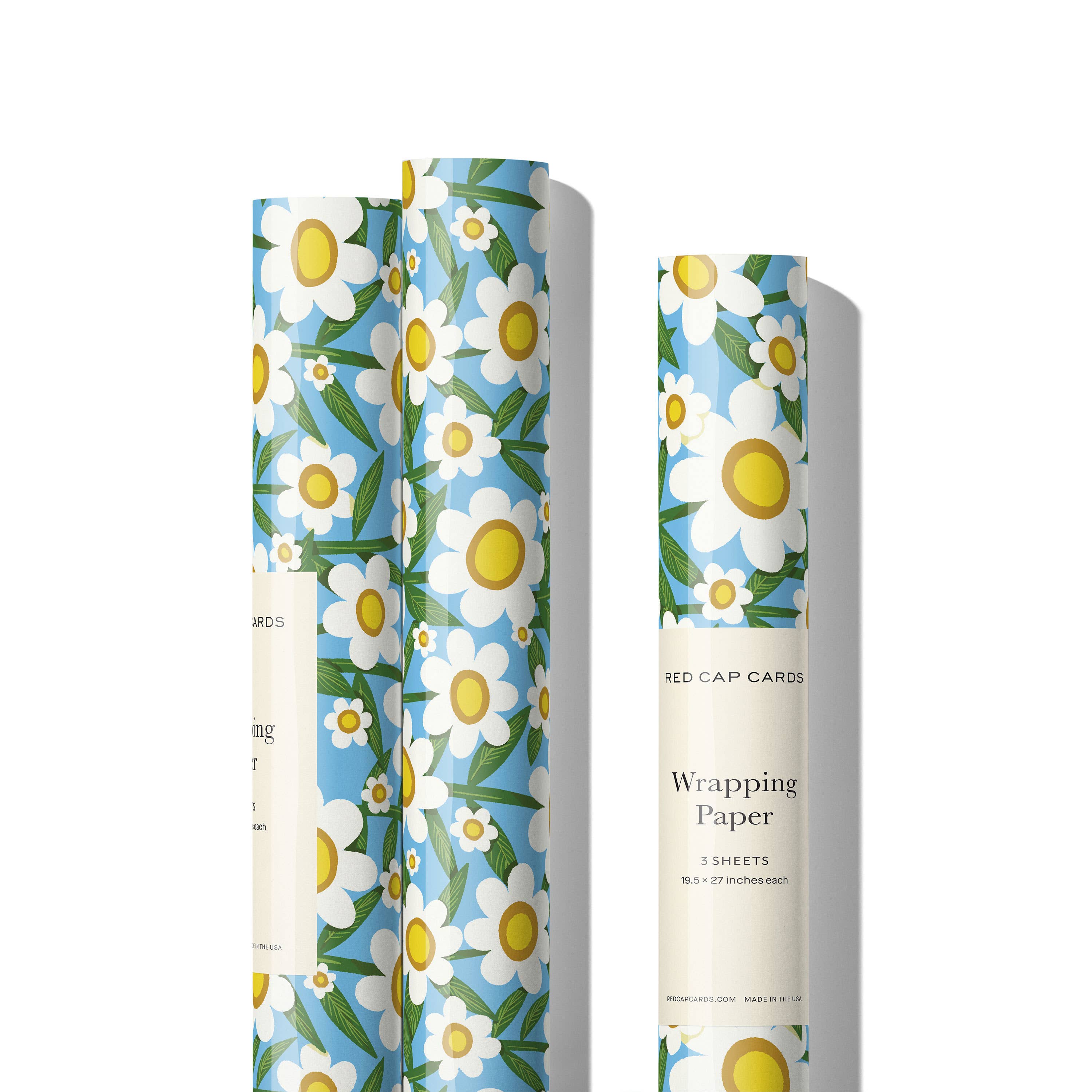 Red Cap Cards - Wholesale Flat Wrap - Seventies Daisy wrapping paper0