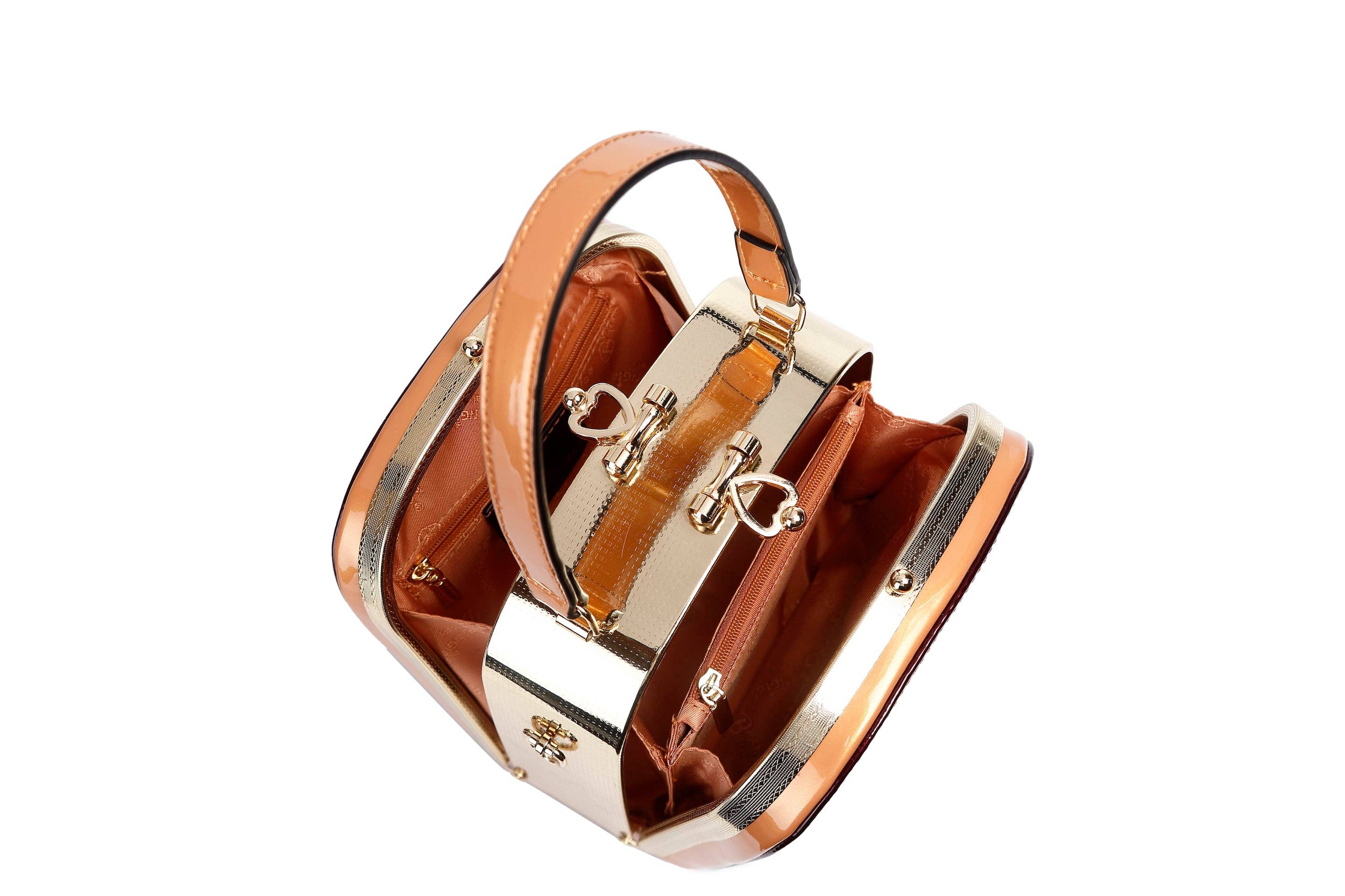 Brangio (Italy) Company Inc. - Vente Sac à main avec poignée sur le dessus – femme - Sac à main box élégant orné de cœurs Brangio Italy11