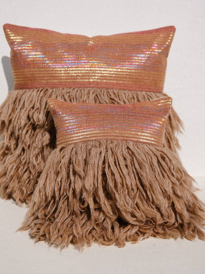 Wugo Throw Pillow - Dusty Pink Stripe/Andes Sand for wholesale by Ifsthetic