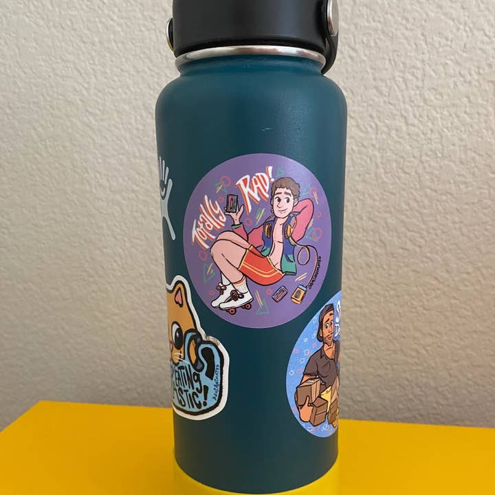 DamiAnimated - Wholesale Sticker - Totally Rad! 80s Skater Himbo 3" Waterproof Vinyl Sticker4