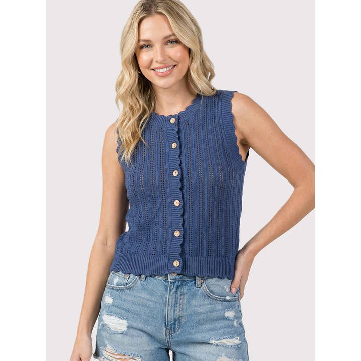 Tröja med knappslå och vågformad nederkant för wholesale av STACCATO