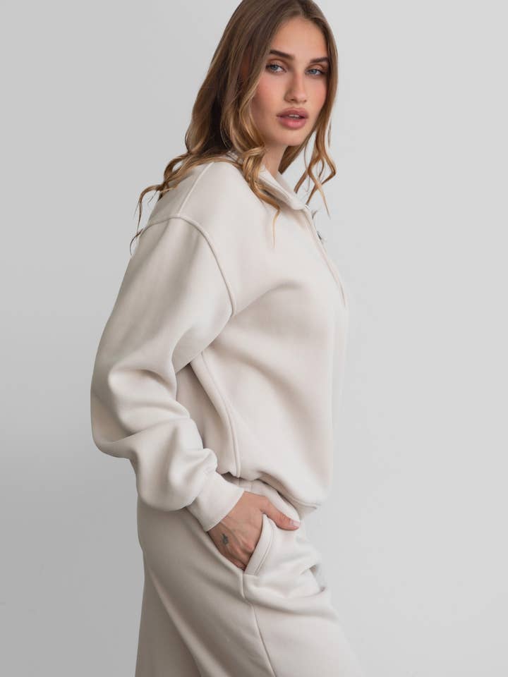 TICTOC - Vente Sweat-shirt – femme - Pull classique à demi-fermeture éclair en polaire nuage HAILEE7