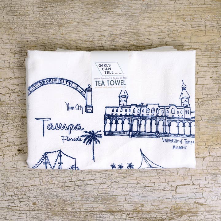 Tampa Florida Tea Towel | kitchen | flour sack | dish towels for wholesale by Girls Can Tell