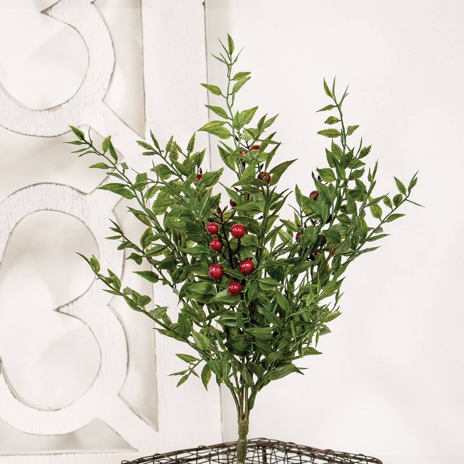 Col House Designs - Wholesale Artificial flowers - Lady Ruscus & Berries Bush - 12"1