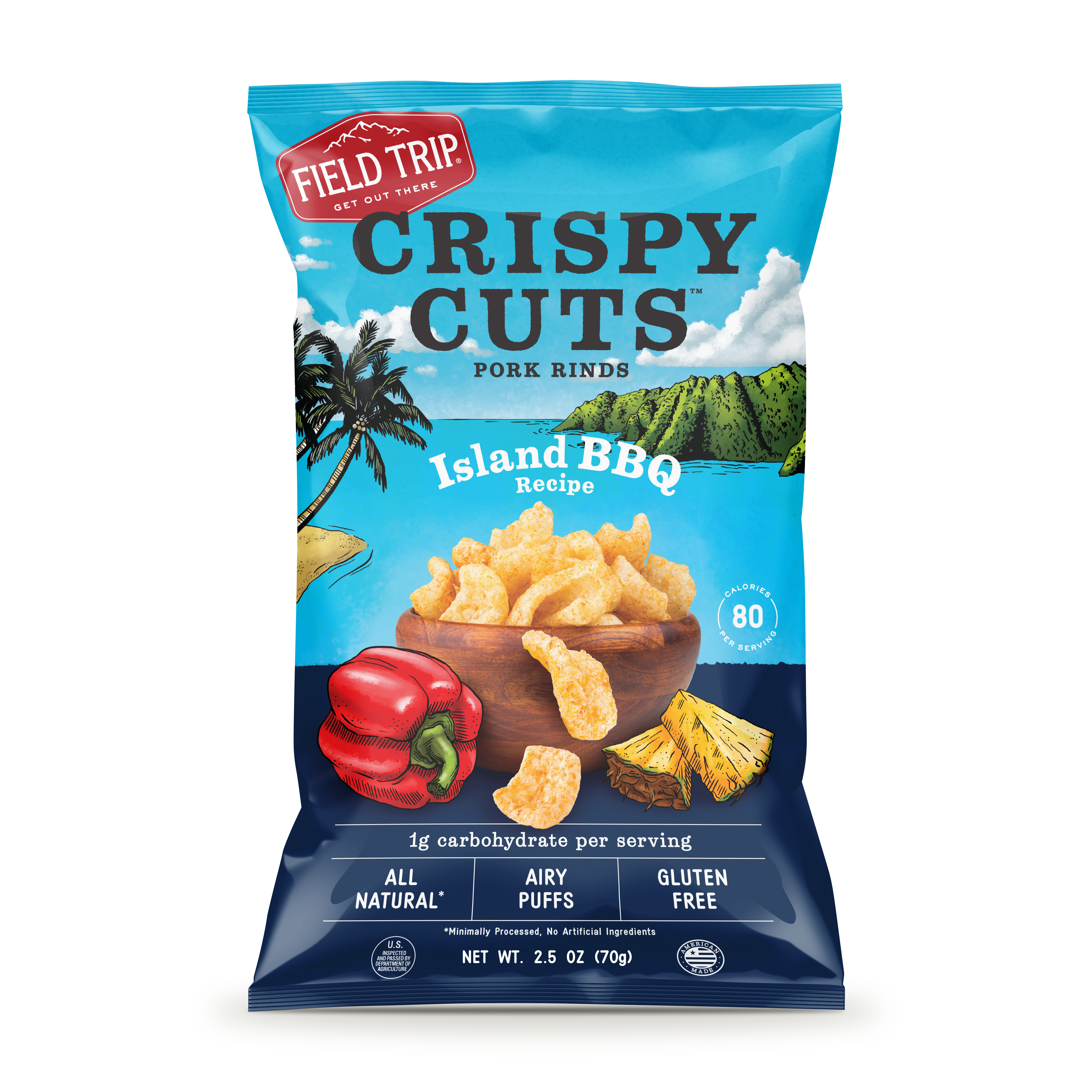 FIELD TRIP - Wholesale Puffed Snack - Crispy Cuts Island BBQ Pork Rind (2.5oz)1