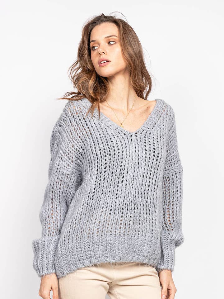 Grobstrickpullover mit V-Ausschnitt für den Großhandel von P&R STAR