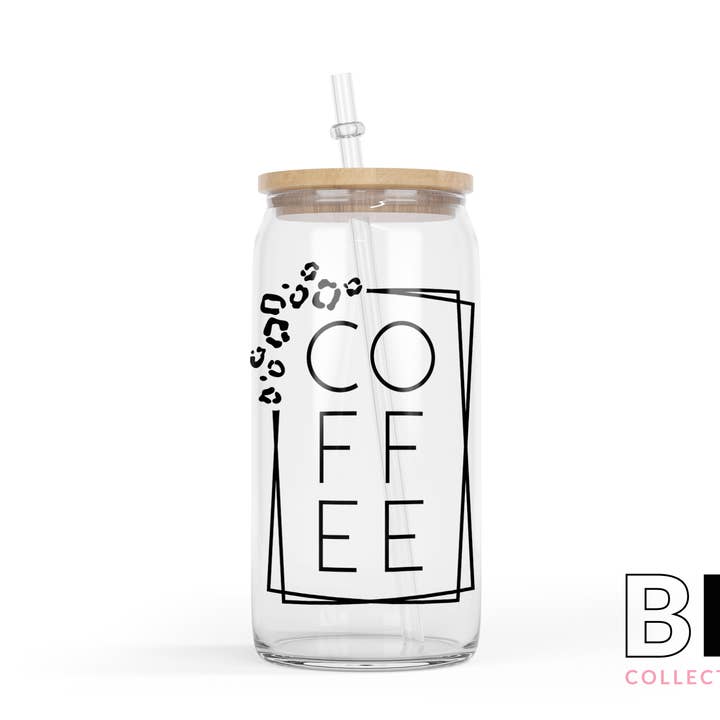 Leopard Coffee Glass Can Tumbler for wholesale by Blush and Bold Collective