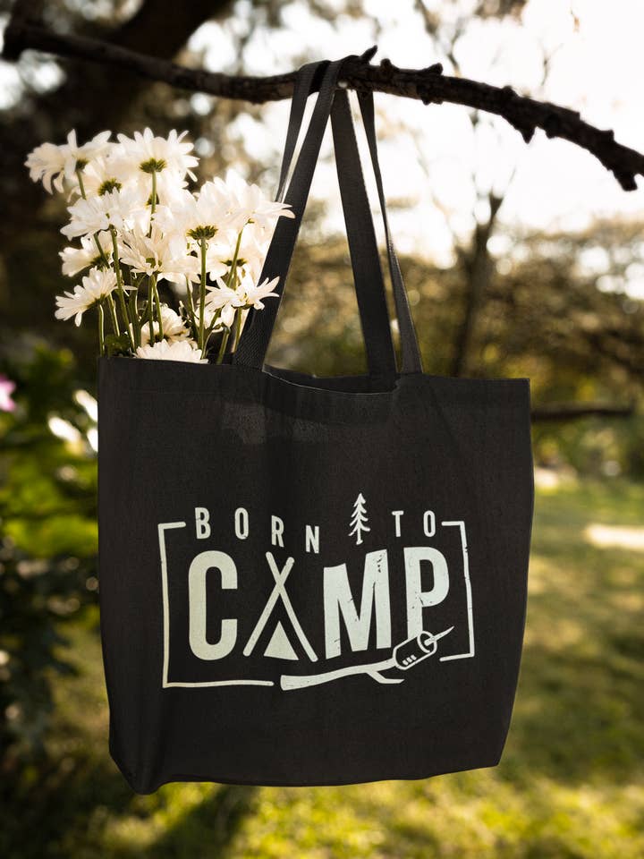 Born to Camp Canvas Tote Bag for wholesale by MandaMade4u