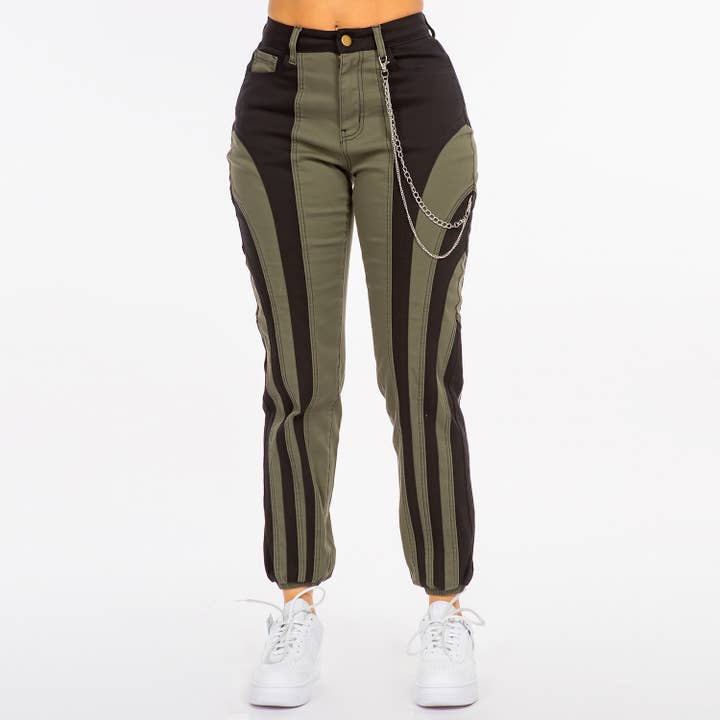 JOGGINGHOSE MIT HOHEM BUND UND FARBIGEM PATCH-RJJ20630 für den Großhandel von American Bazi