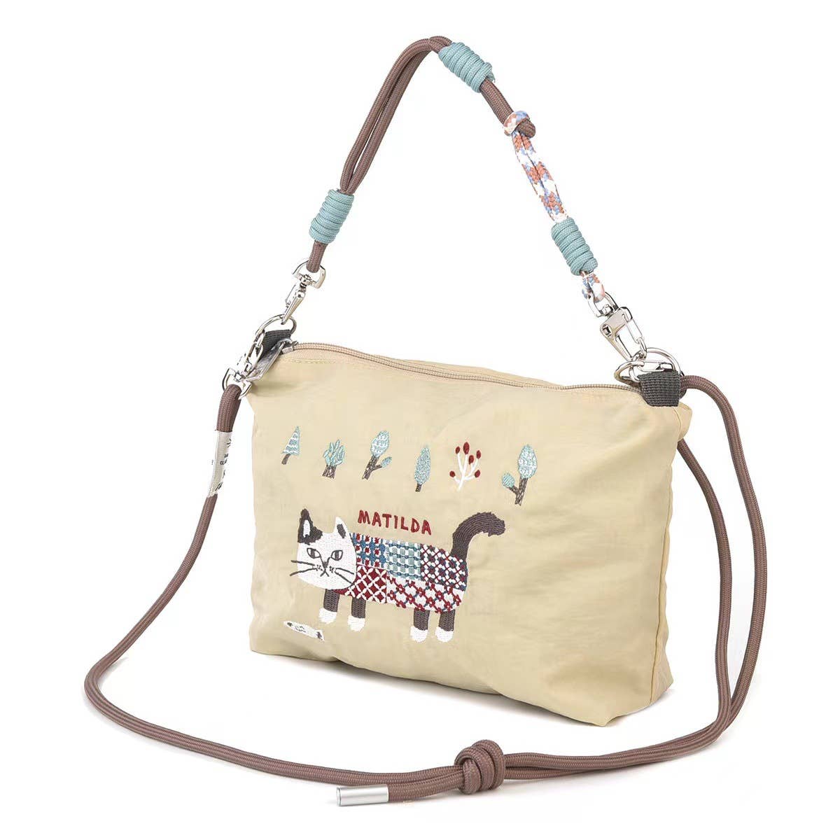 U PLUS INC - Wholesale Crossbody Bag - Unisex - Kusuguru Japan Embroidered Cat Multi-Use Crossbody Bag2