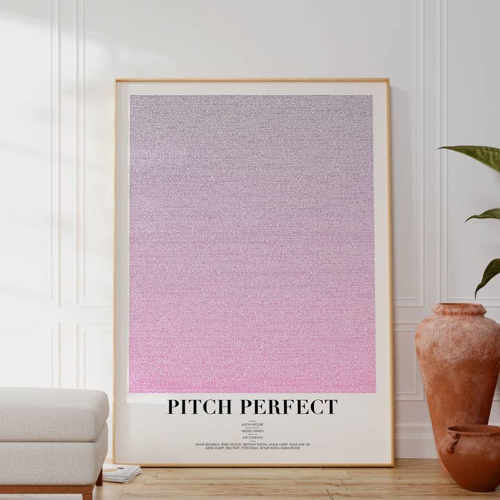 Poster tipografico del film Pitch Perfect, decorazione da parete per la vendita all'ingrosso da parte di Fade Out Prints