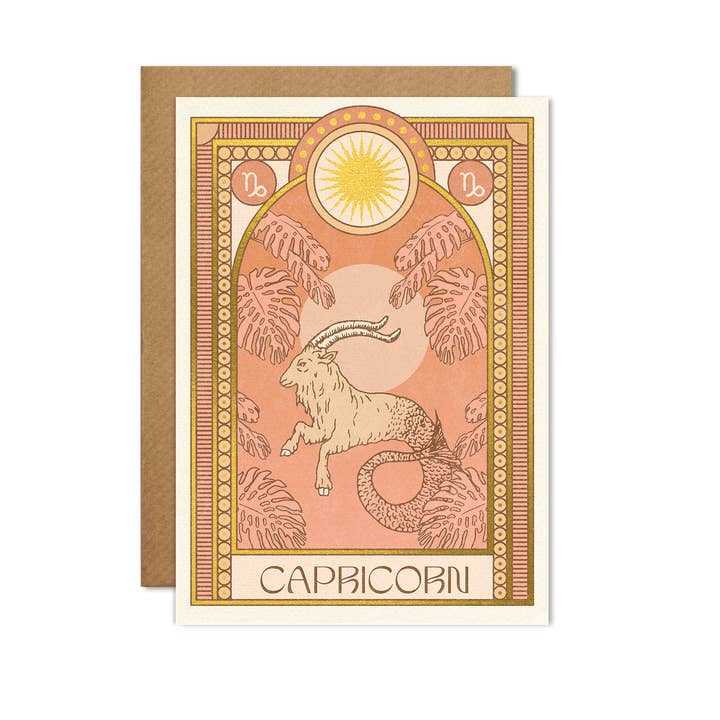 Capricorn Zodiac Card for wholesale by cai & jo